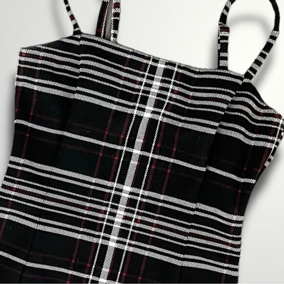 FOREVER 21 Y2K VIBES STRIPED SPAGHETTI STRAP PLAYFUL MINI DRESS BLACK - M - Picture 3 of 6